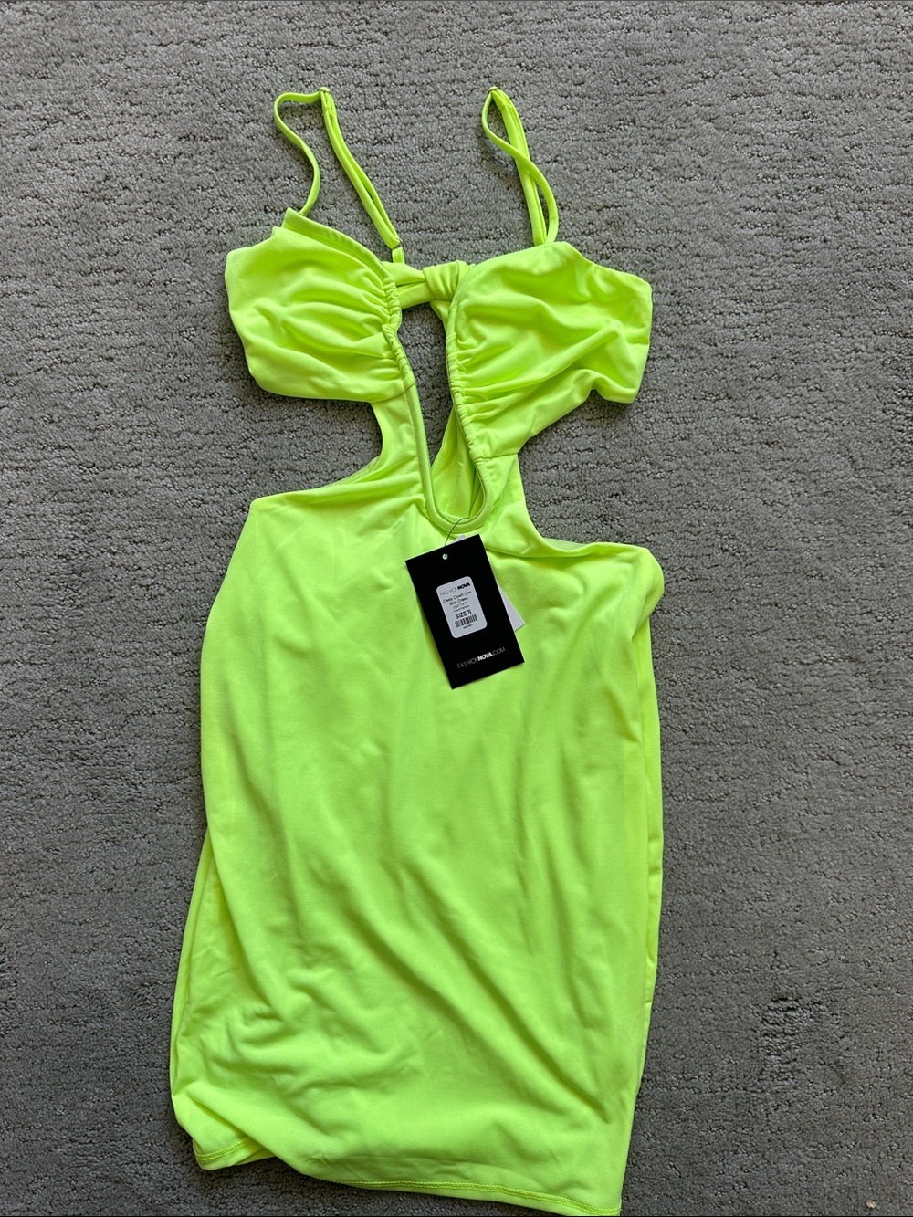 Fashion Nova Neon Lime Cutout Mini Dress